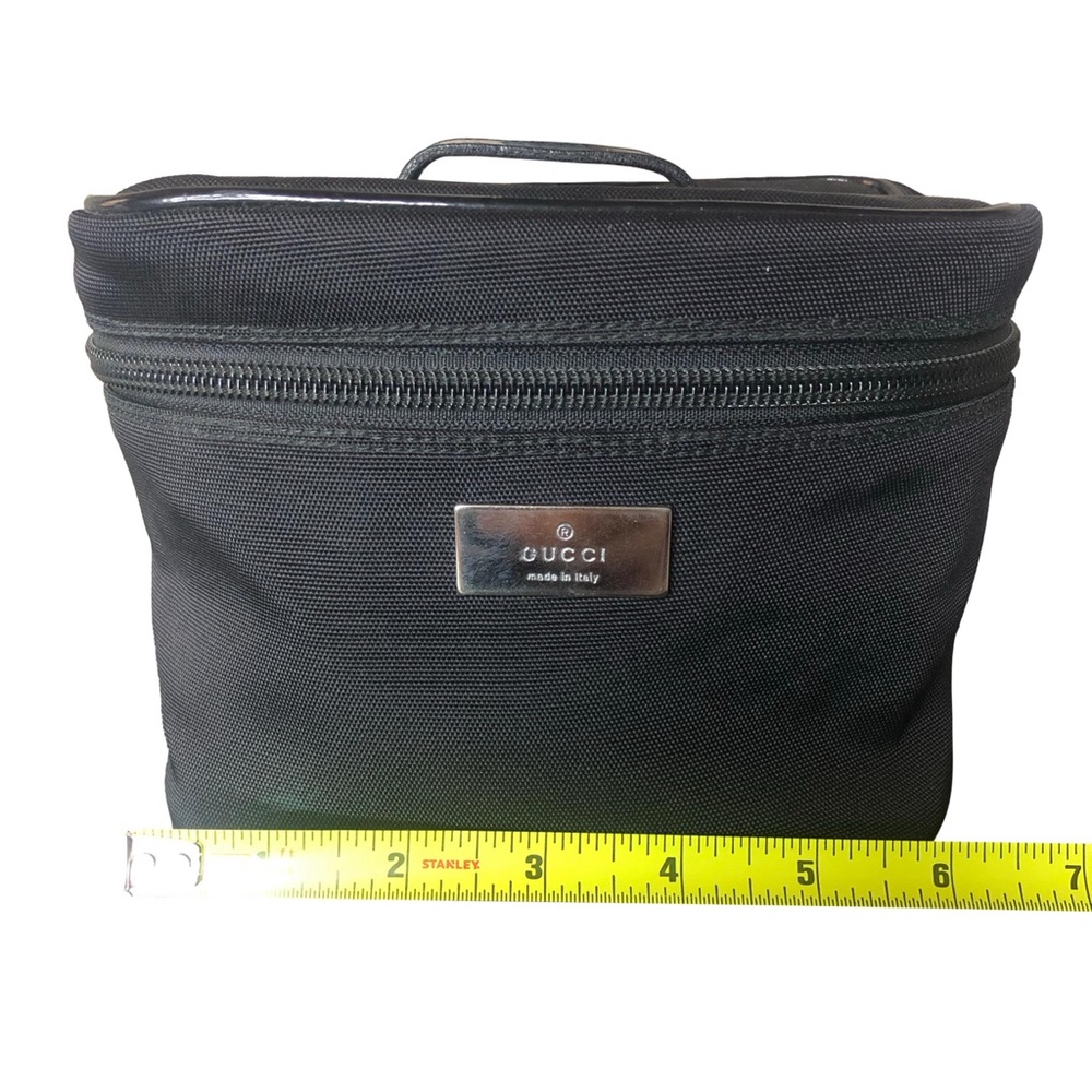 GUCCI Black Nylon Makeup Case & Toiletry Bag with Black Leather Top Handle NWOT - Picture 15 of 17